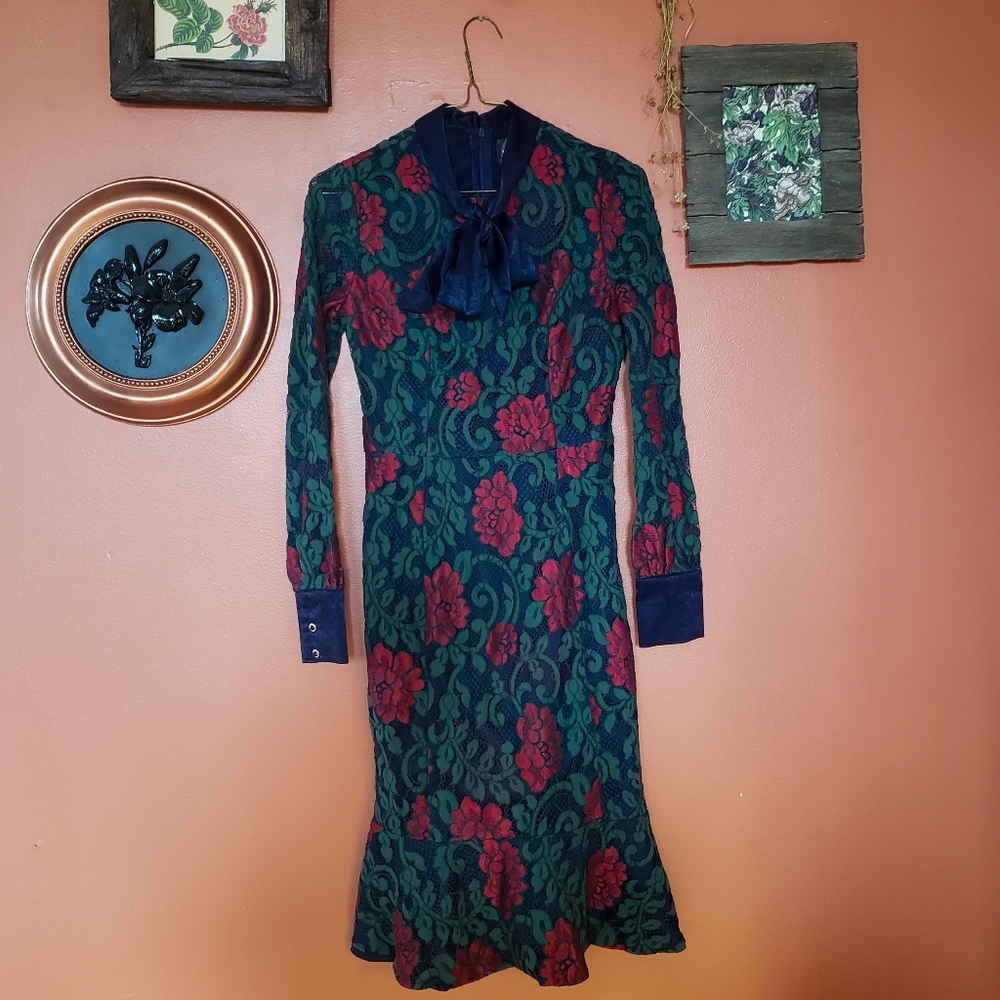 Unique Vintage rose lace dress size small